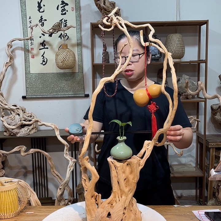 香榧木杜鹃根根艺摆件