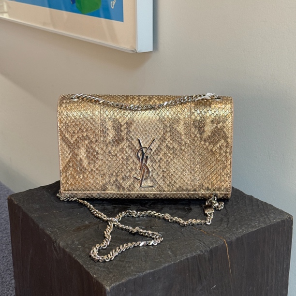 95新 YSL/圣罗兰 kate中号 蛇皮压纹金色 链条包单肩包