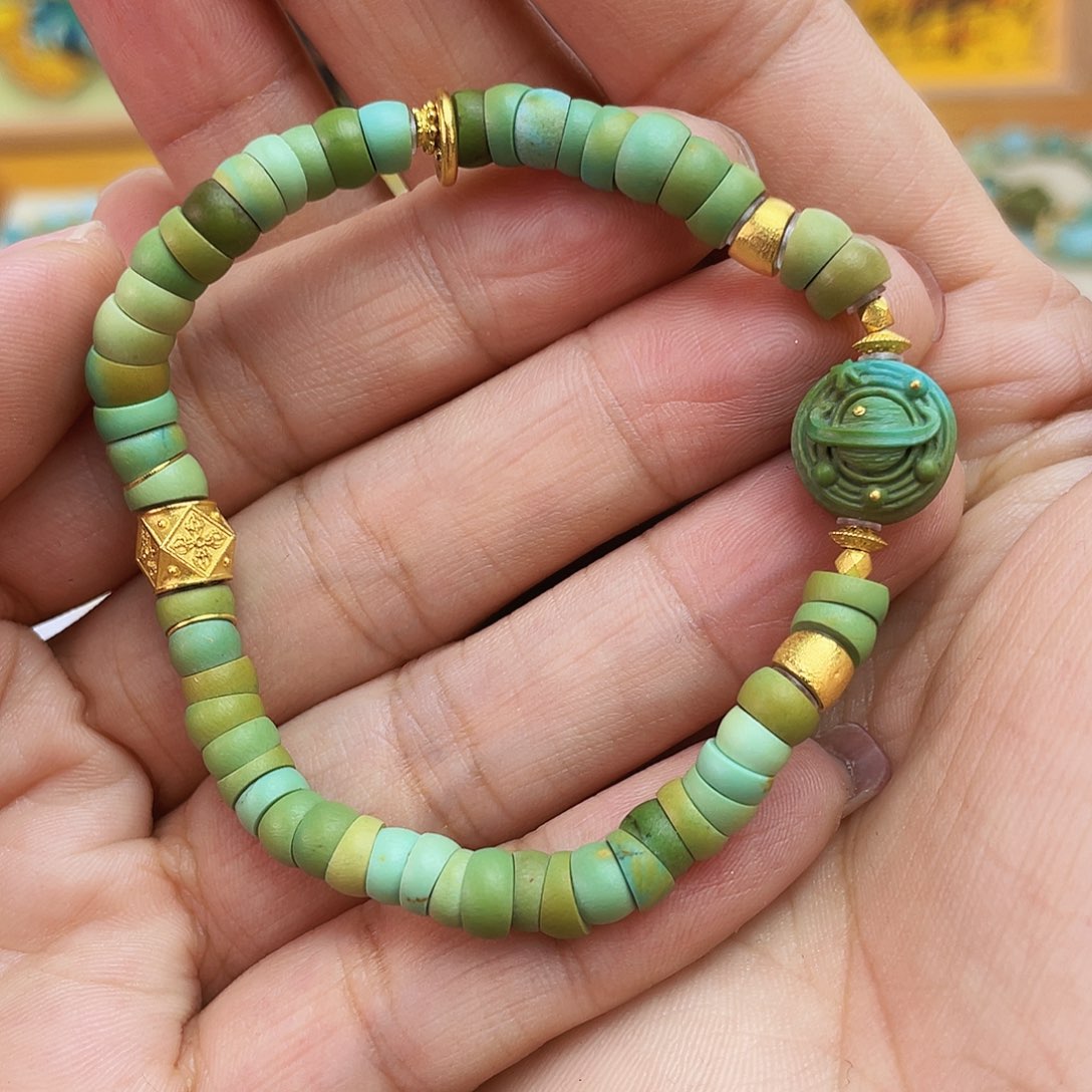绿松石手链18K金镶嵌