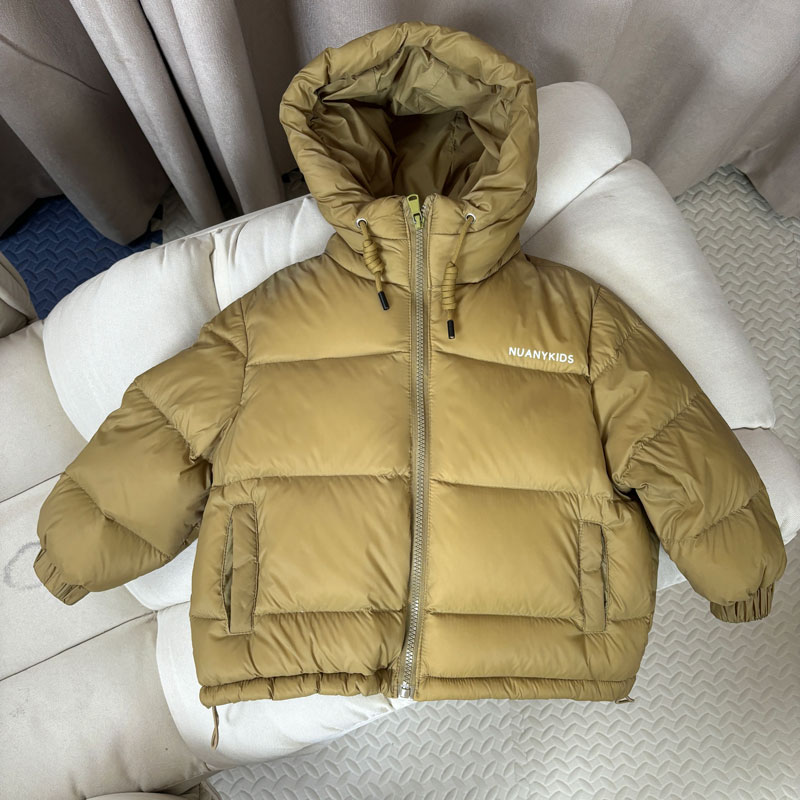 断码儿童韩系面包服羽绒丝服连帽保暖洋气纯色时尚小儿童冬装外套