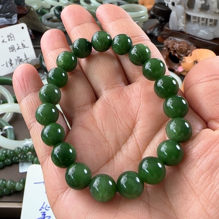 和田玉手串未镶嵌卡10