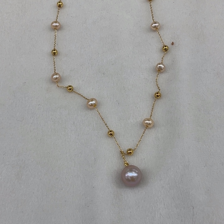 淡水珍珠颈饰银S925镶嵌4-12