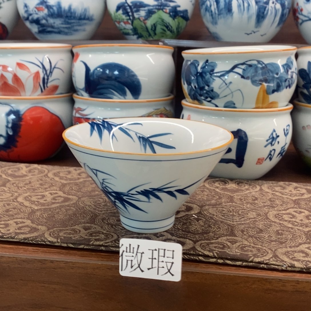 釉下手绘茶具微瑕手工绘制