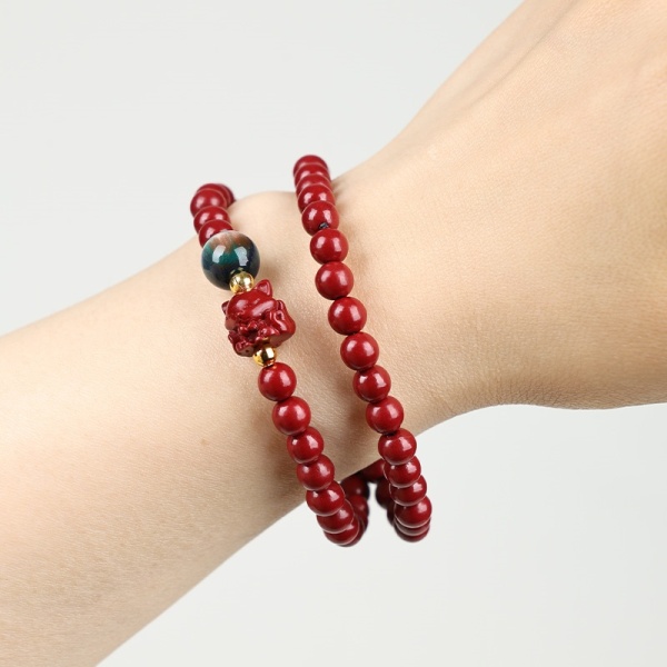 天然辰砂精美手串【无礼盒】-601