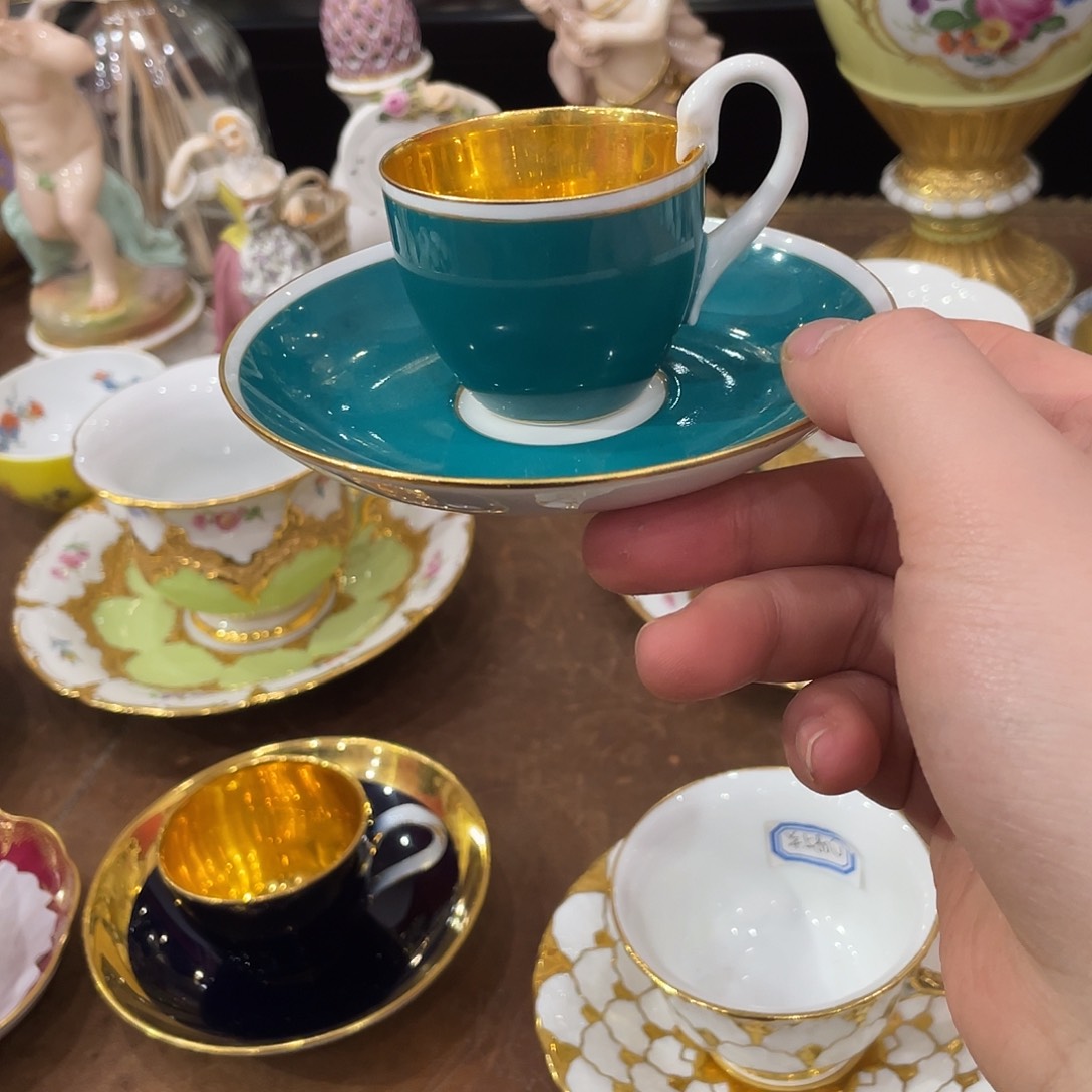 瓷片中古一等天鹅颈不杯碟