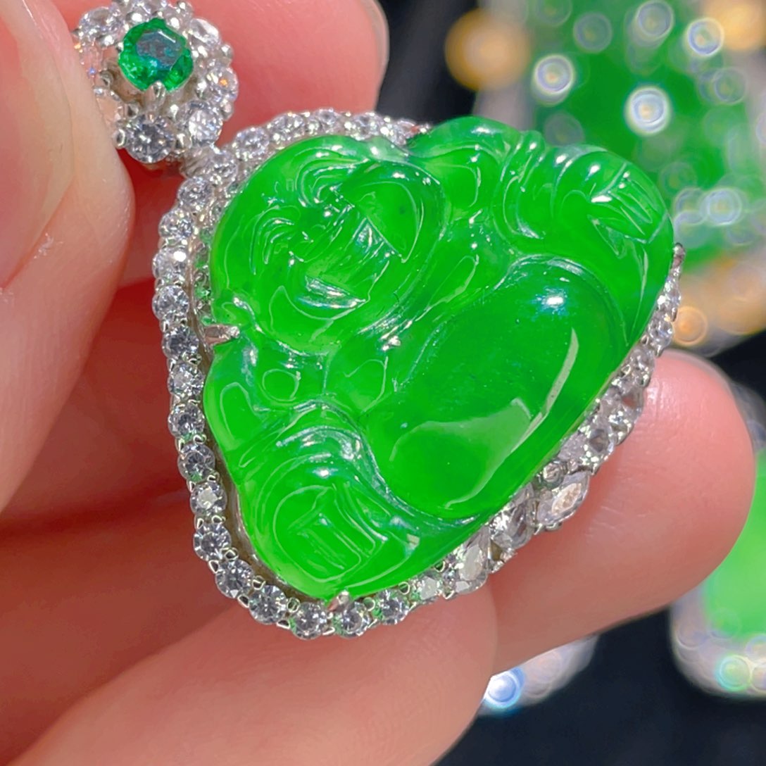 翡翠吊坠(不含链)银S925镶嵌