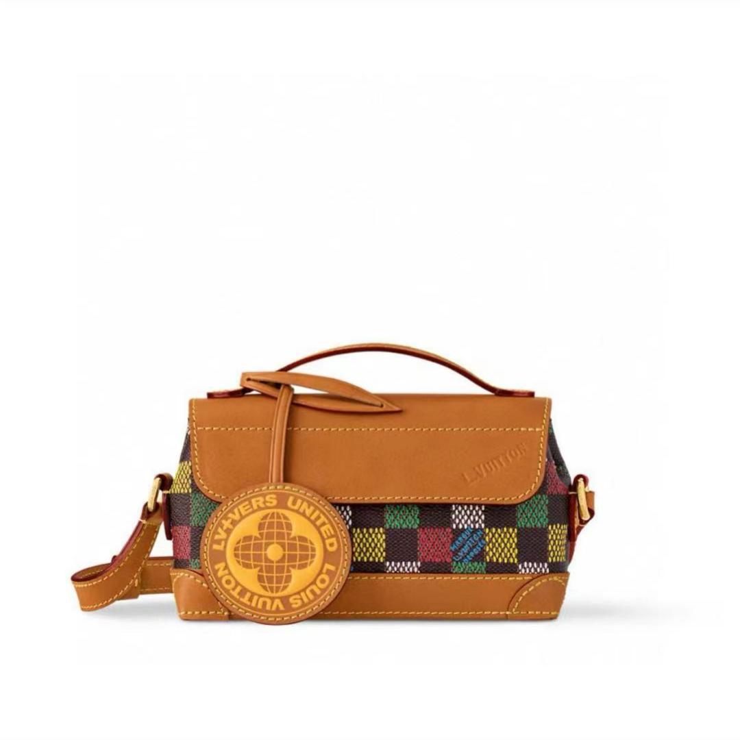 99新 LouisVuitton/路易威登 彩色棋盘格mini手提包 