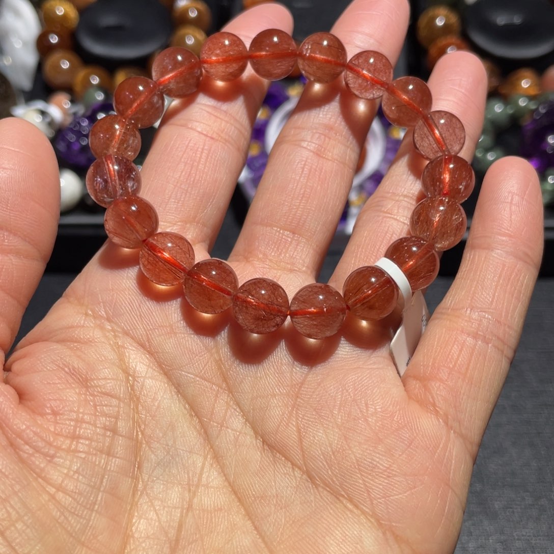 水晶手链未镶嵌红发晶手链10mm左右