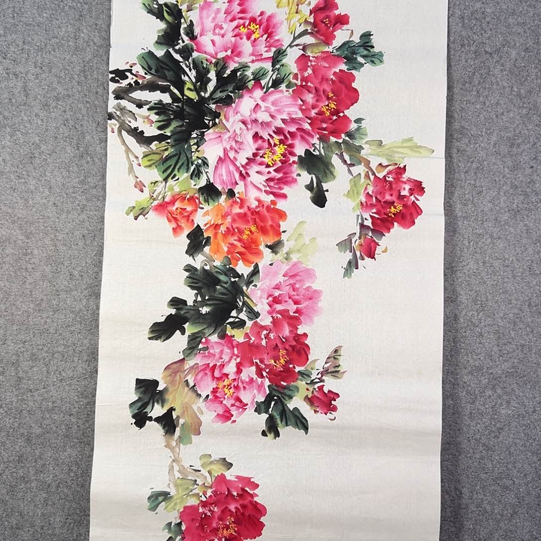 国画541 牡丹之花之叶的颜色