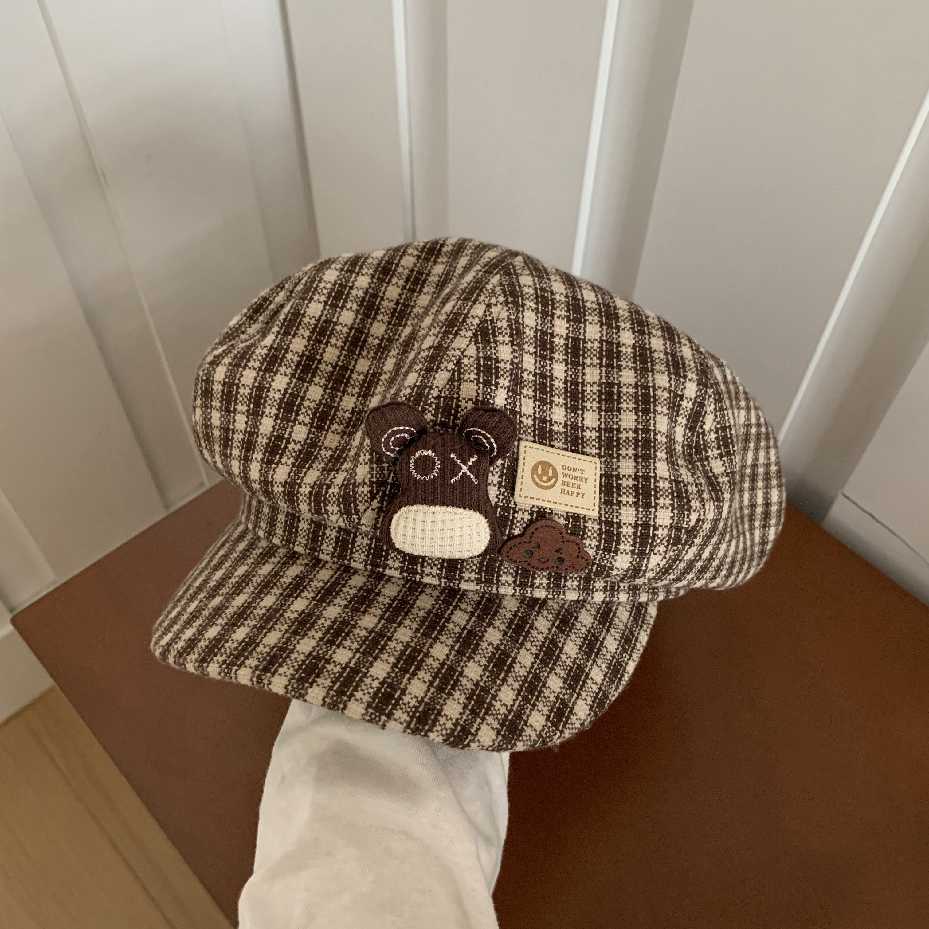 兔叽八角帽格纹秋冬百搭画家帽子格子显脸小拍照网红帽子