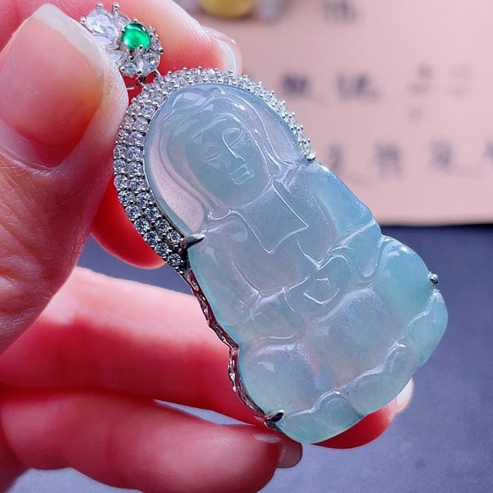 翡翠吊坠(不含链)银S925镶嵌