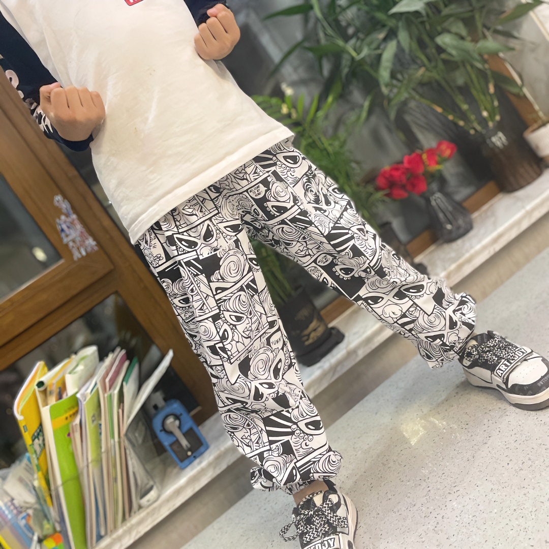 【漫画娃娃】儿童百搭亲子防蚊裤碎花宝宝薄款宽松印花休闲裤2016