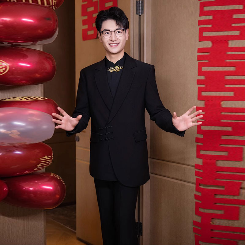高级西服套装男士2025新款结婚新中式婚礼西装国风订婚中山装痞帅