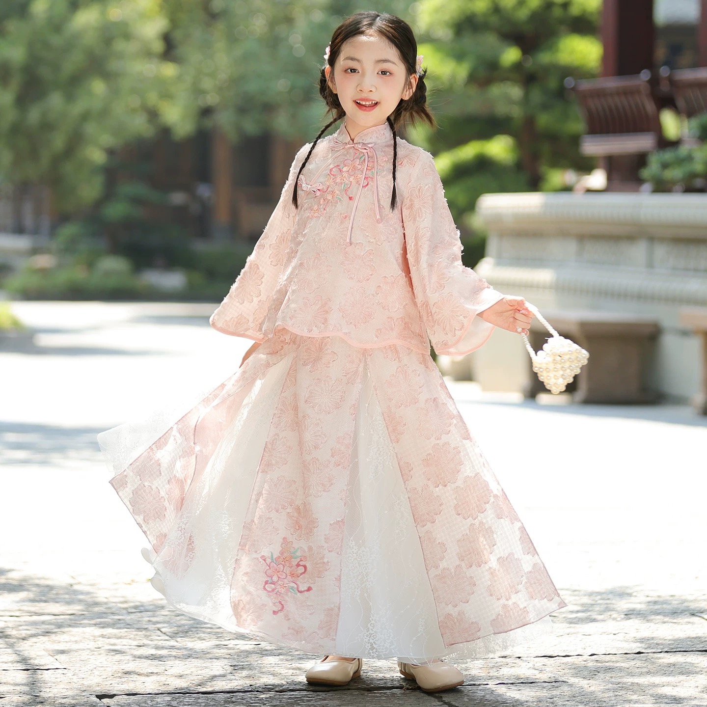 女童古装明制汉服春装儿童古风唐装中国风新中式小女孩童装套装秋