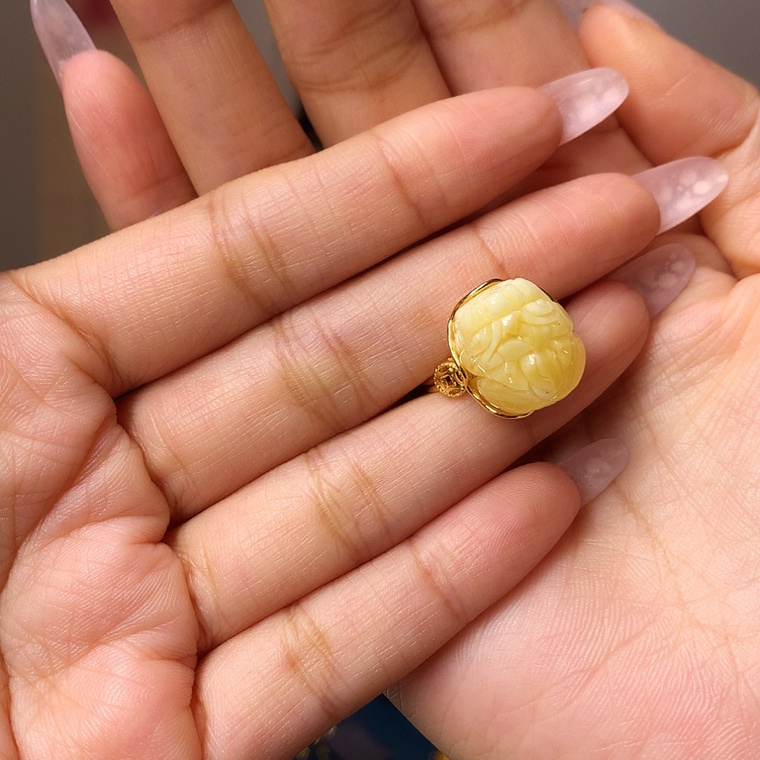 蜜蜡银S925镶嵌戒指戒指