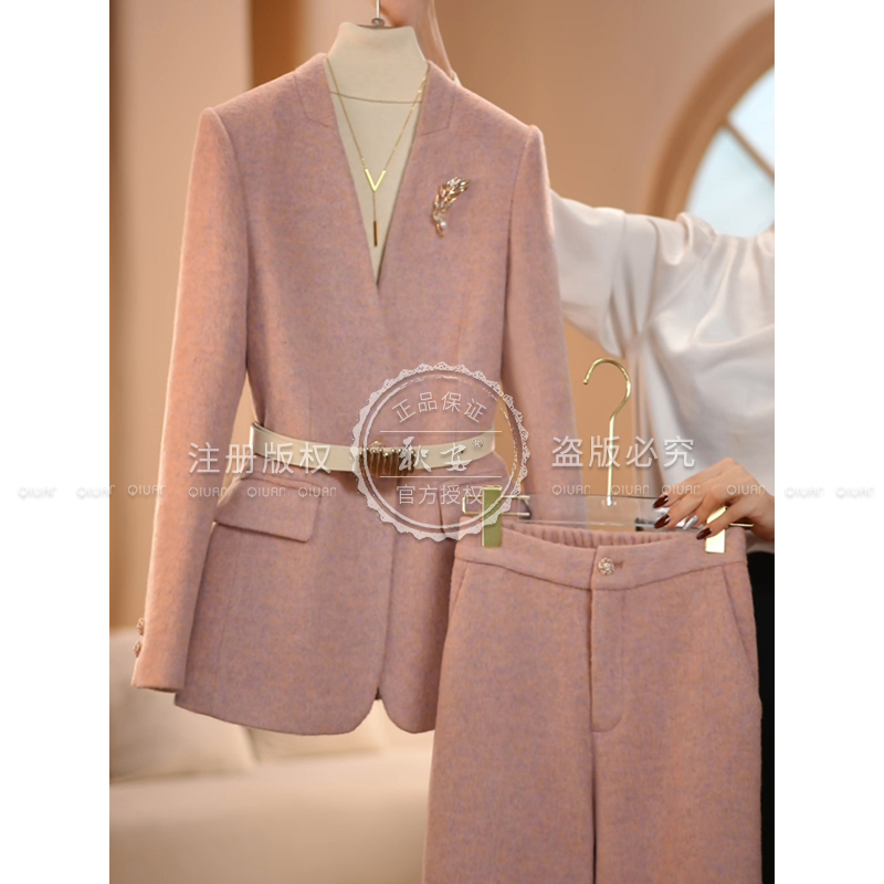 【AMNK服饰】2025秋冬新款海棠粉高级简约设计师系列修身西装外套