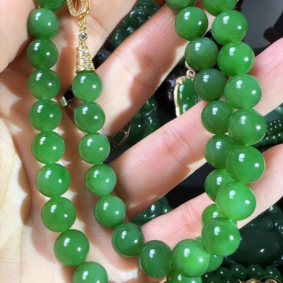 和田玉（碧玉）颈饰银S925镶嵌