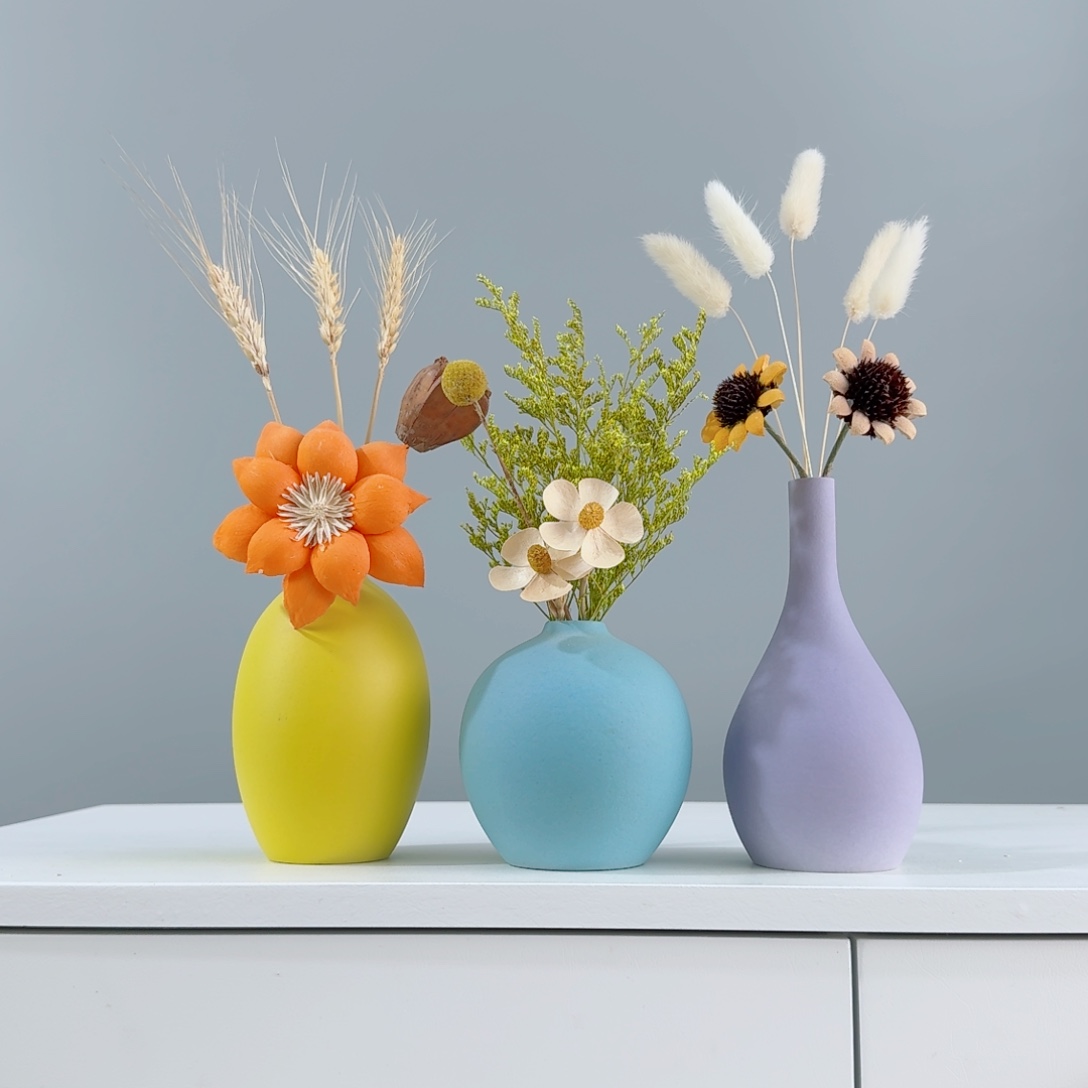 摆件陶瓷花瓶摆件含花总高约20-30cm