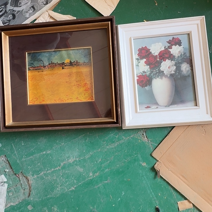 秀***梦中古框画有瑕疵破损已拍