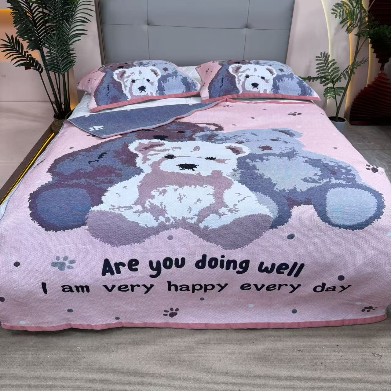 粉红熊150*200加厚舒适床盖