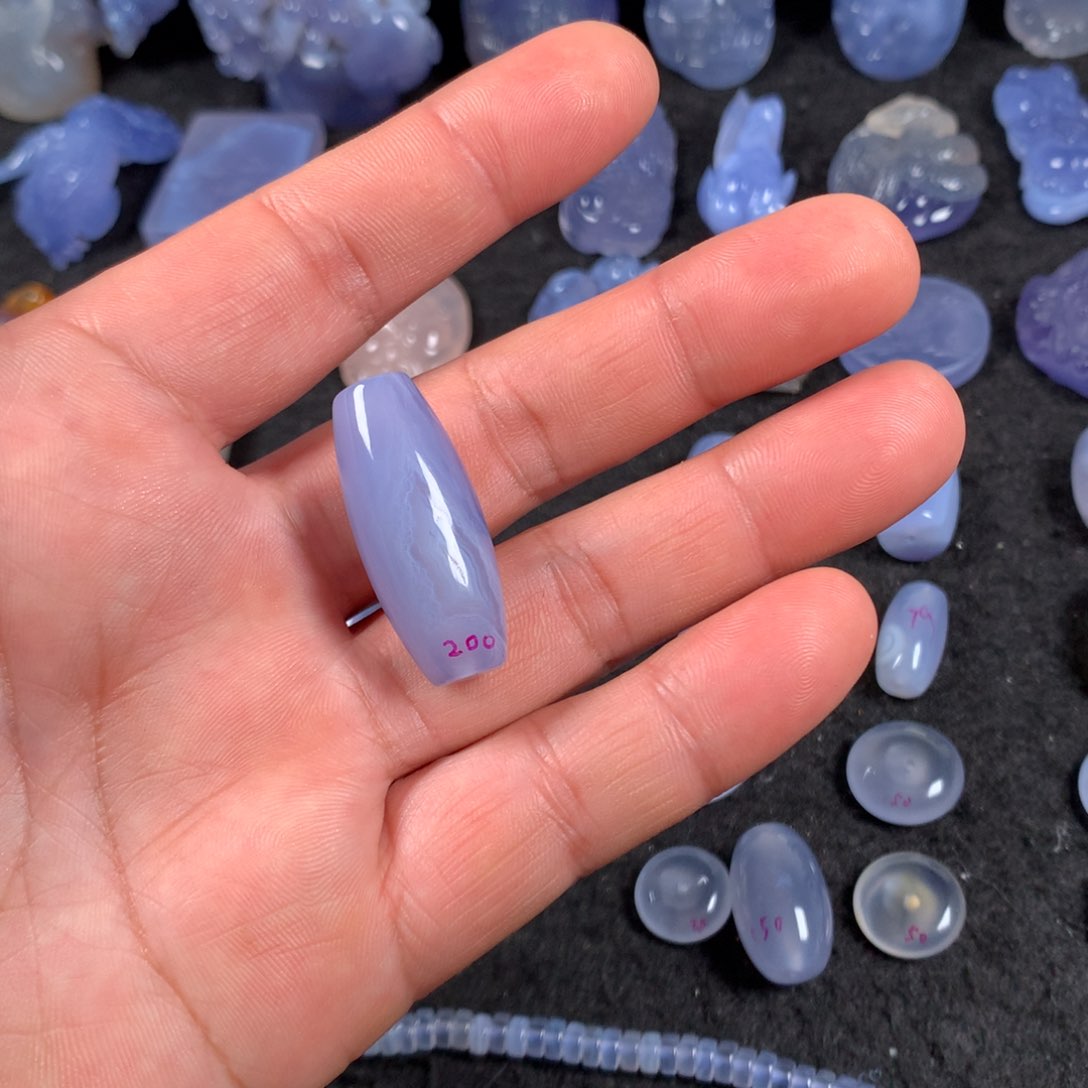 玛瑙手链未镶嵌伊**塔蓝玛瑙桶珠