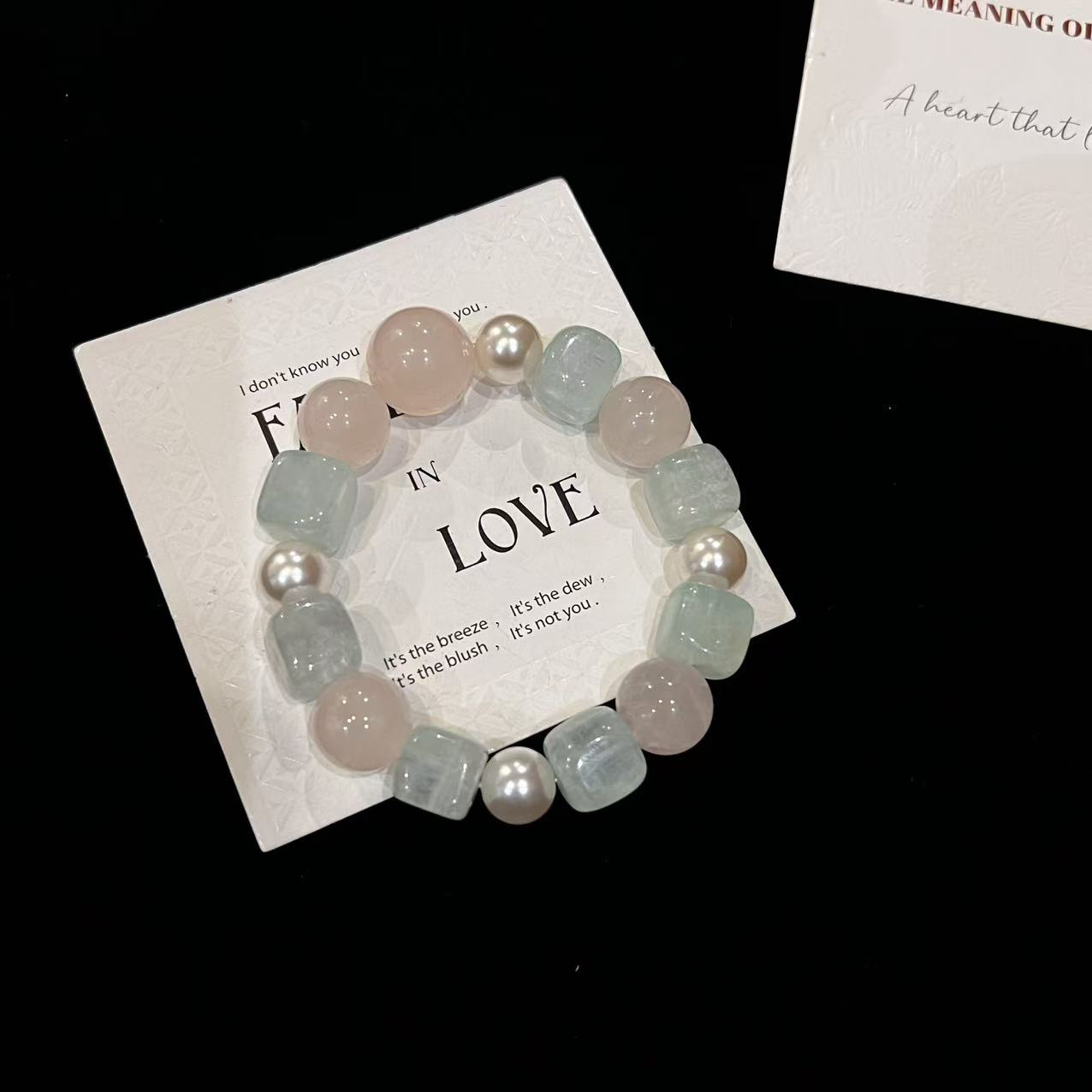 F712 12mm绿萤石方糖+西柚粉设计款手串 多样性发一