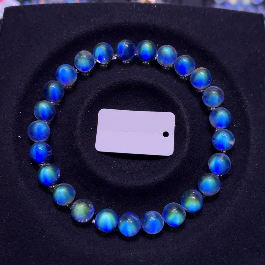 手链未镶嵌月光石毕业级极光绿彩月7.2mm