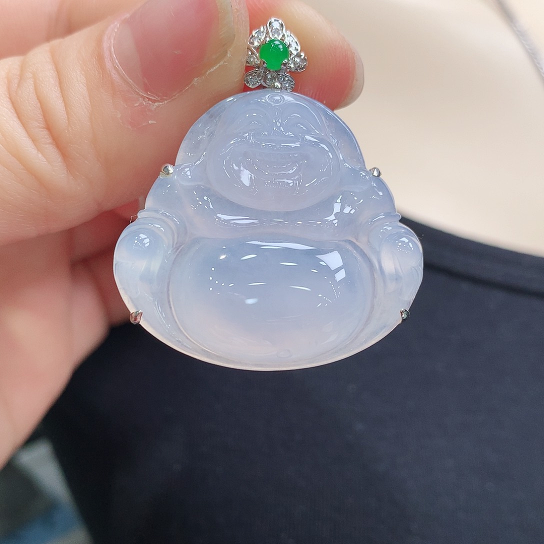 翡翠颈饰18K金镶嵌佛公