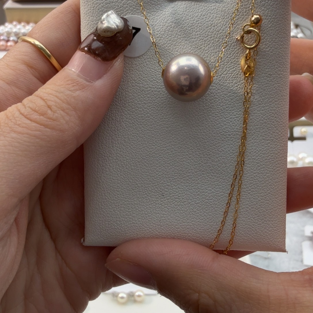 淡水珍珠吊坠(赠链)18K金镶嵌