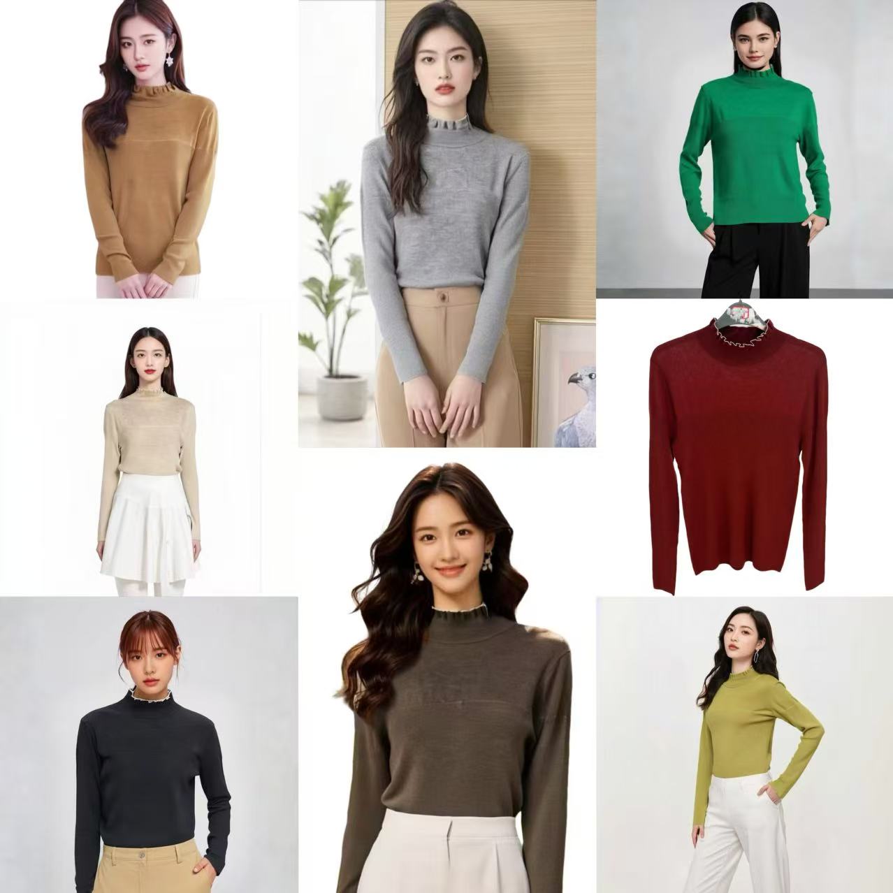 9030-木耳领打底衫（颜色任意）针织衫