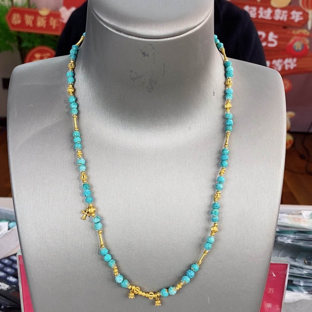 绿松石珠宝奇石22K金镶嵌