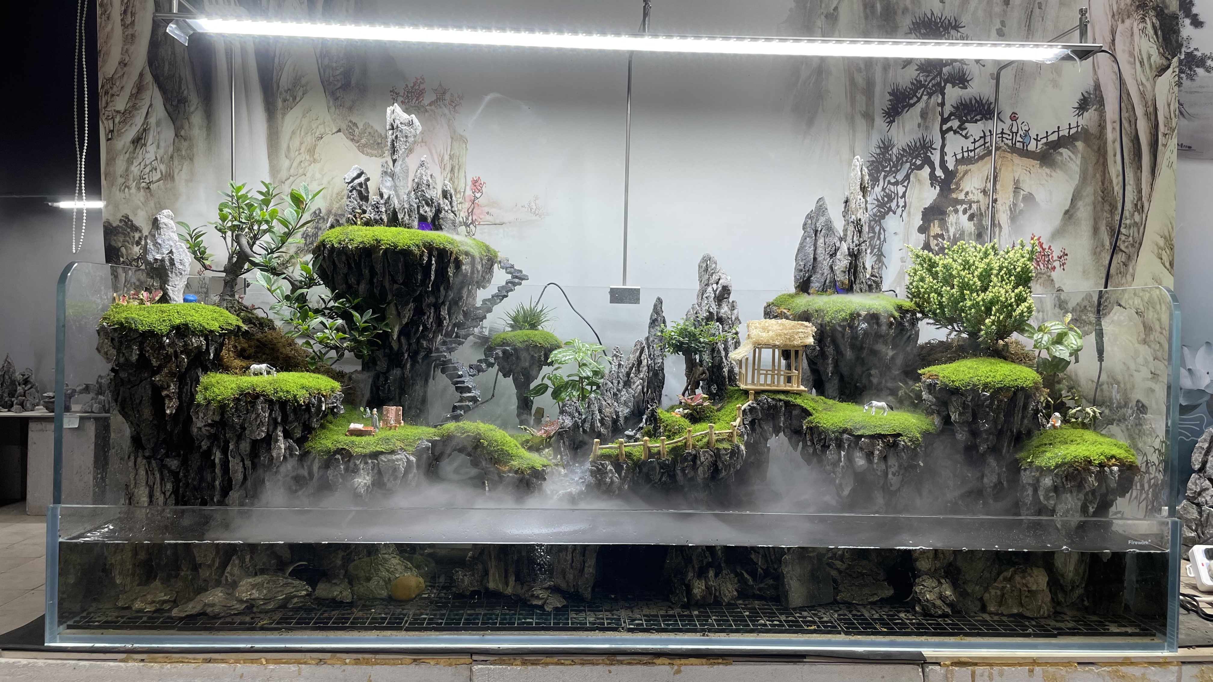 水路缸生态鱼缸英石青龙石生态鱼缸