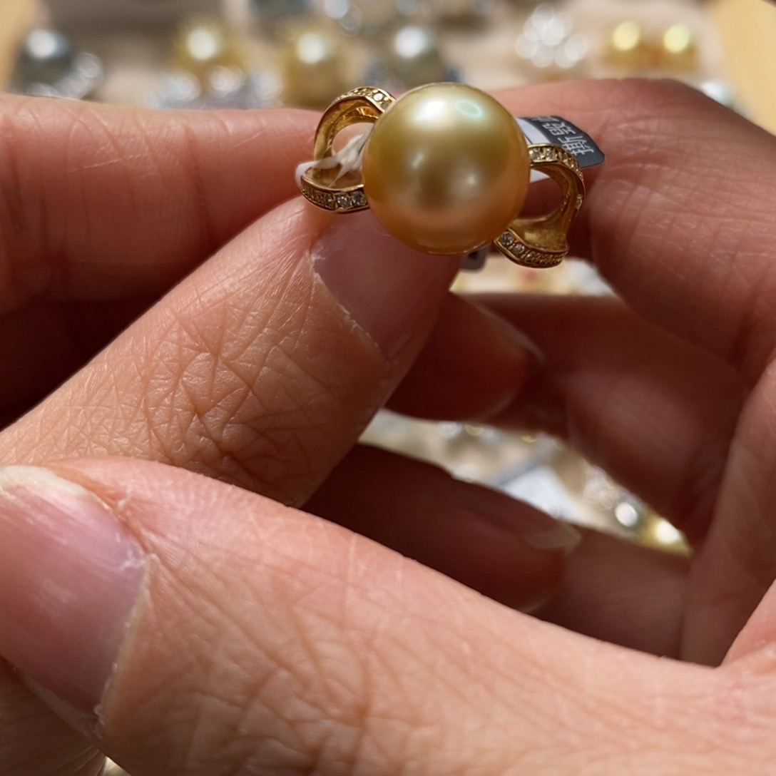 海水珍珠戒圈银S925镶嵌