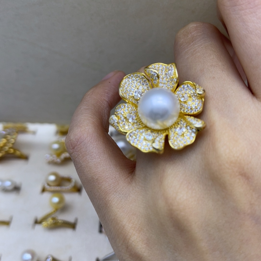 海水珍珠戒指银S925镶嵌