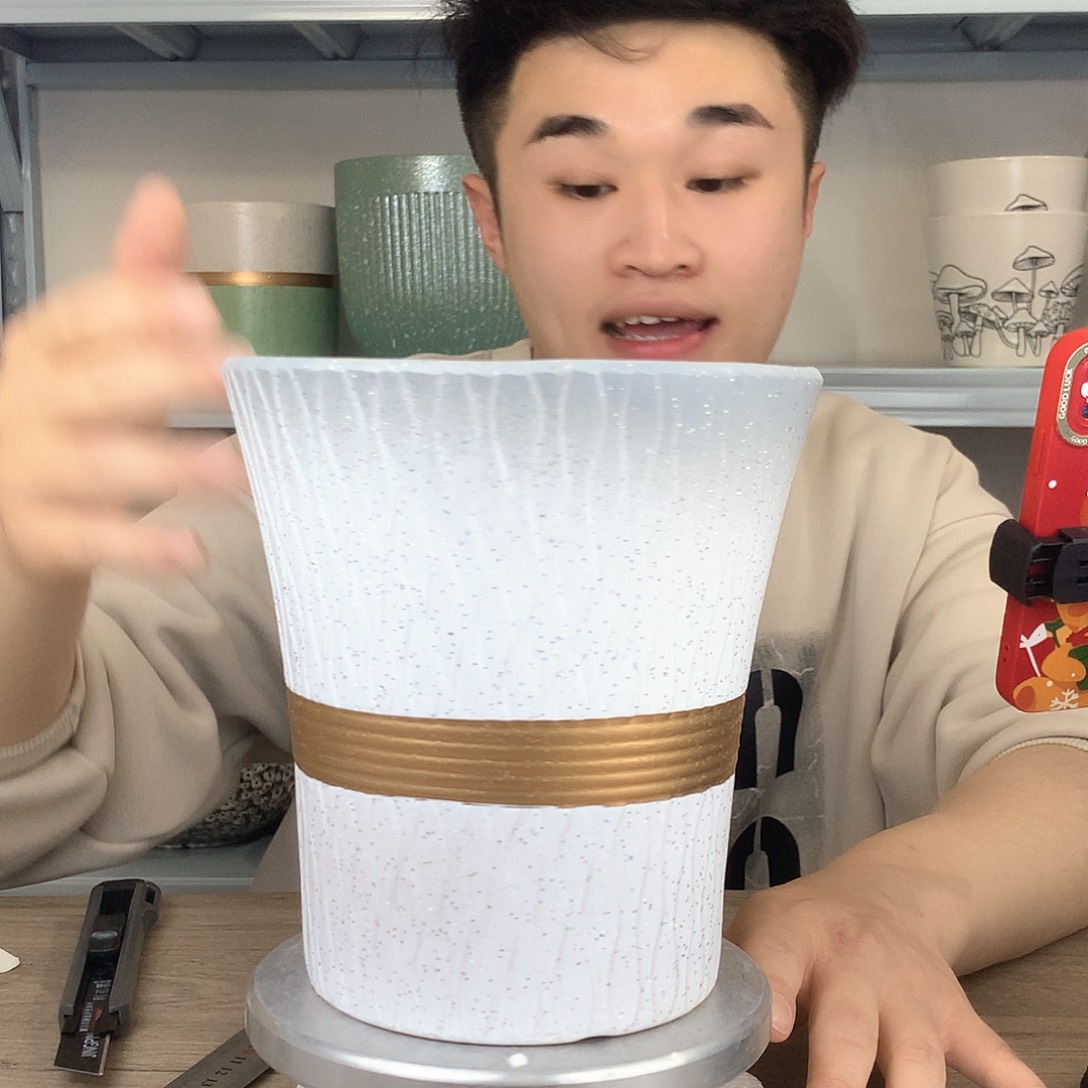 红陶微瑕/香槟金灰白渐变15x17一个花盆