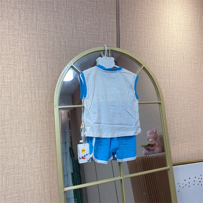 AC034   宝宝白色短袖蓝色短裤套装  夏款