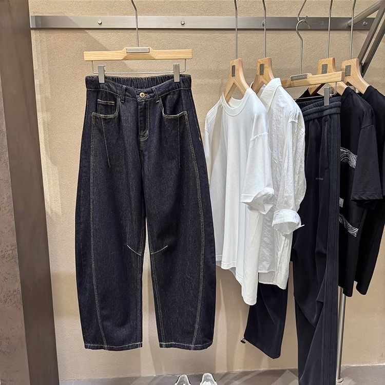 cleanfit!帅的掉渣!弯刀牛仔裤!调性立裁宽松阔腿男士休闲裤潮