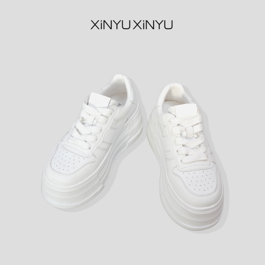 XINYU/芯与厚底增高小白鞋 XZ3234 厚底 休闲女鞋 系带 百搭
