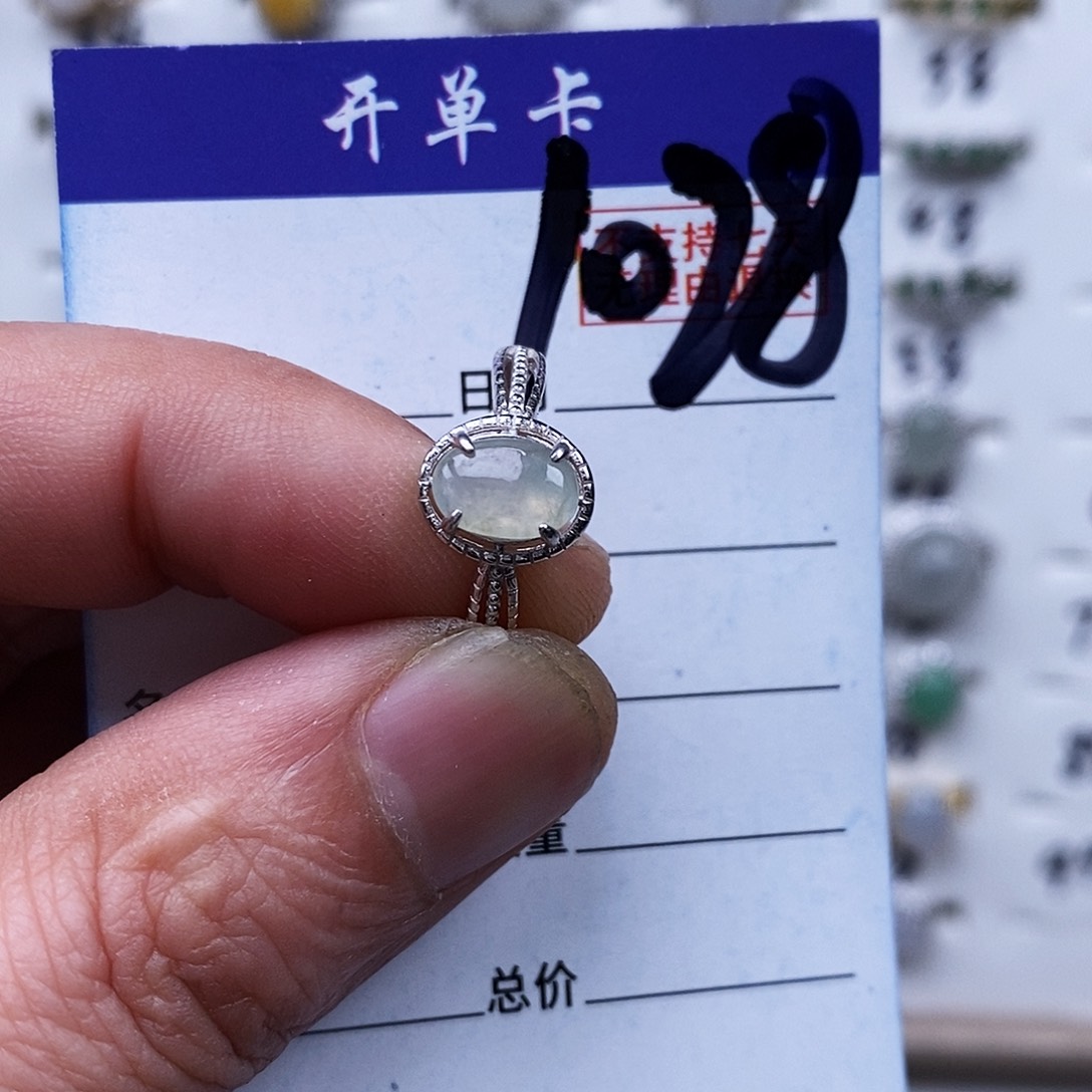 银S925镀金镶嵌戒指翡翠戒指