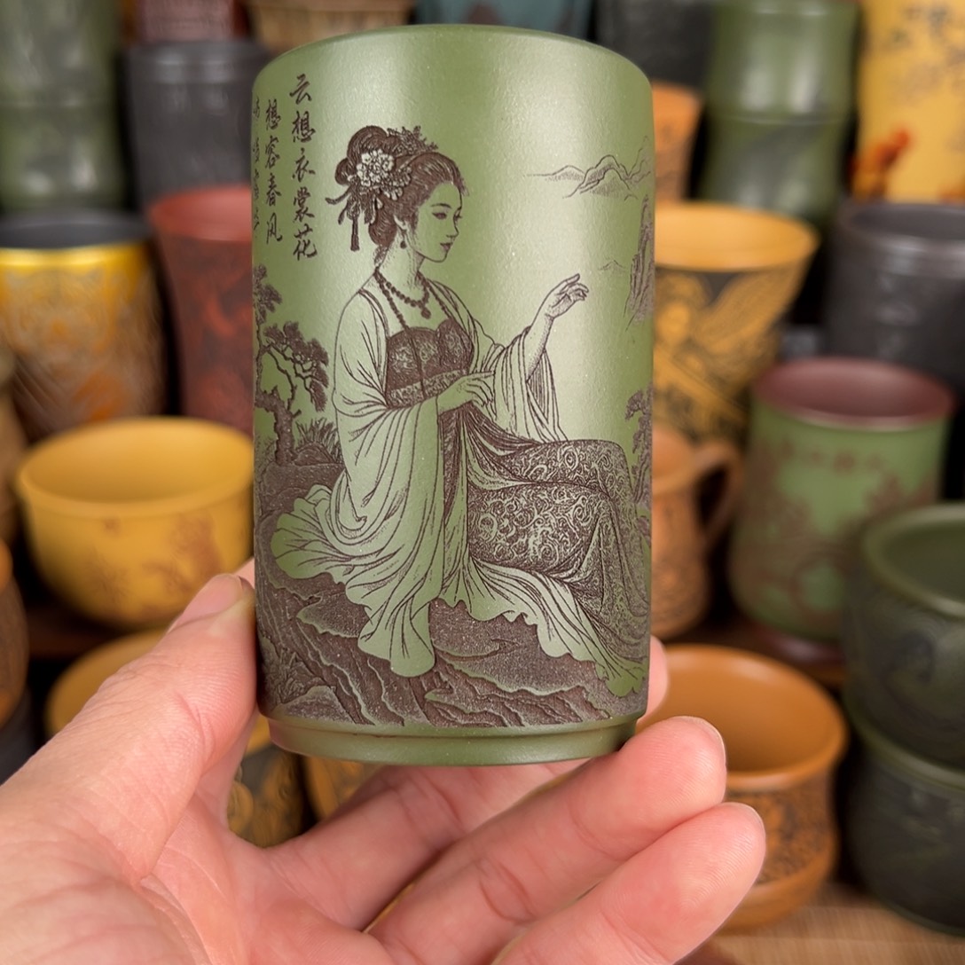 紫砂茶杯宜兴原矿紫砂杯