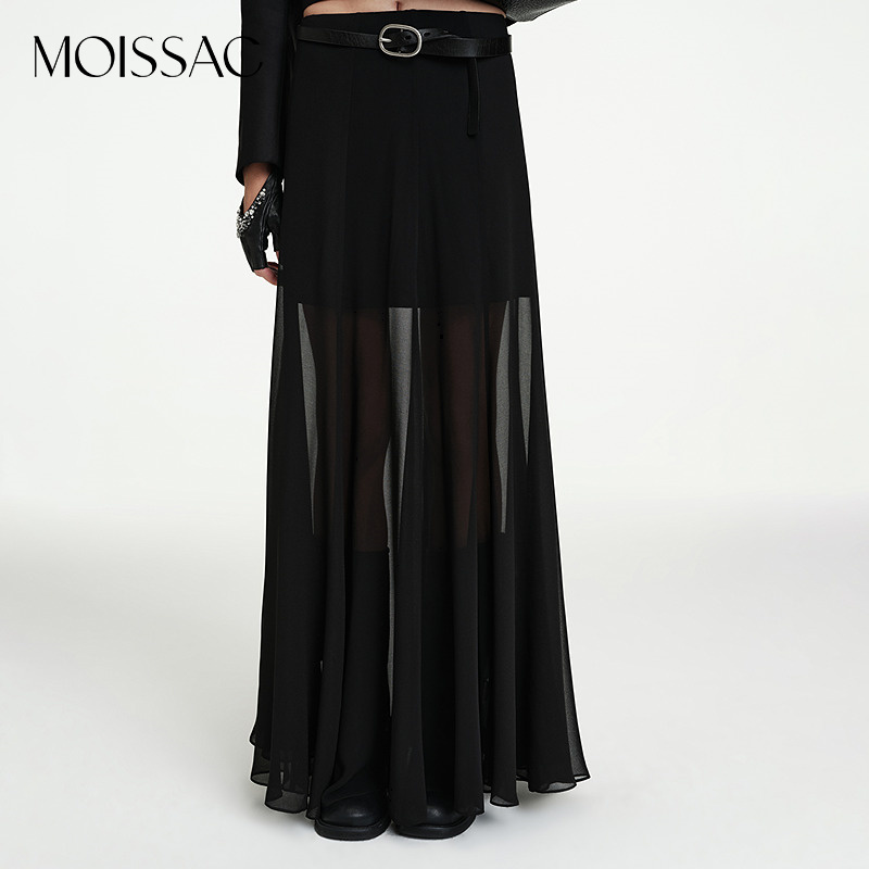 商场同款 摩萨克2026春优雅设计感双层透视雪纺长款半裙MWGC20002