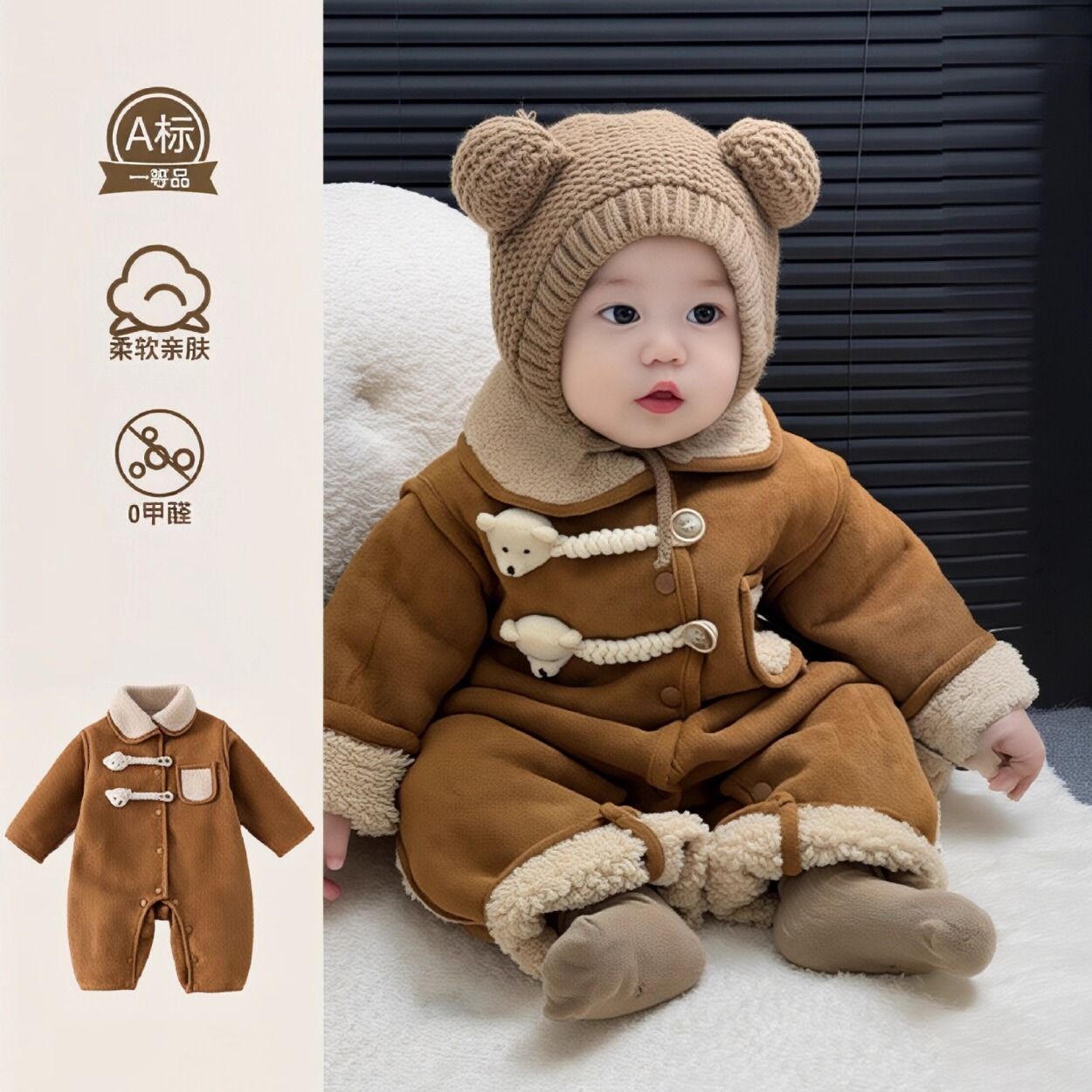 婴儿连体衣秋冬季加绒外出服宝宝衣服冬装超韩洋气婴幼儿加厚长爬