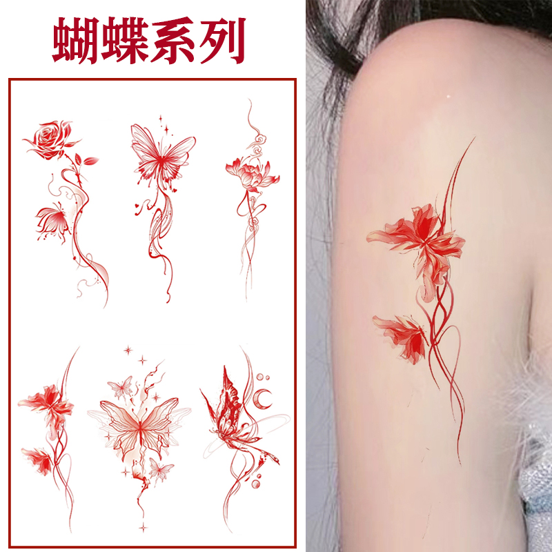 蝴蝶纹身贴女防水持久真手腕贴纸小清新高级感锁骨遮瑕仿真贴纸