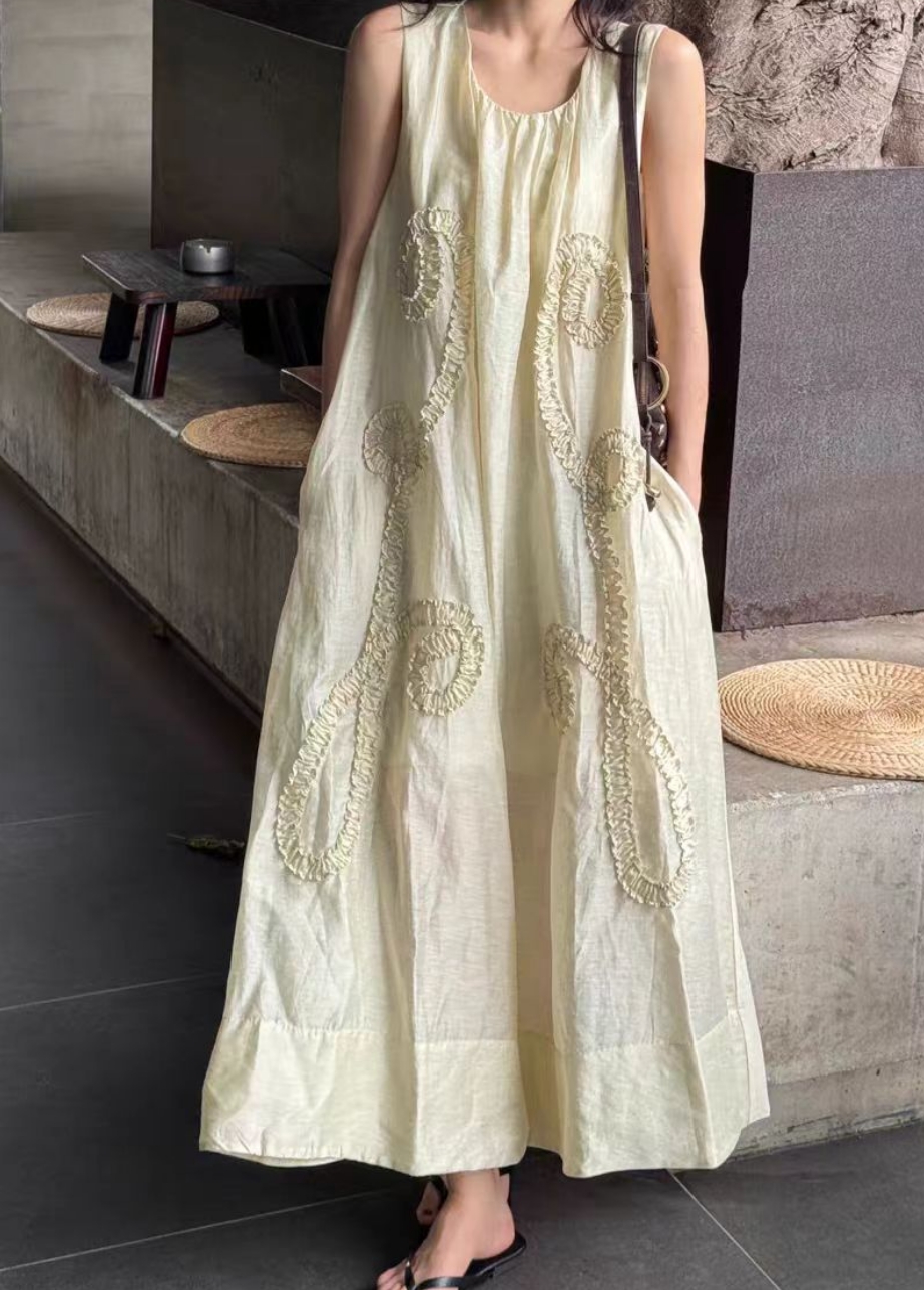 【ICS 韵裕】文艺中长裙复古拼接吊带裙复古连衣裙