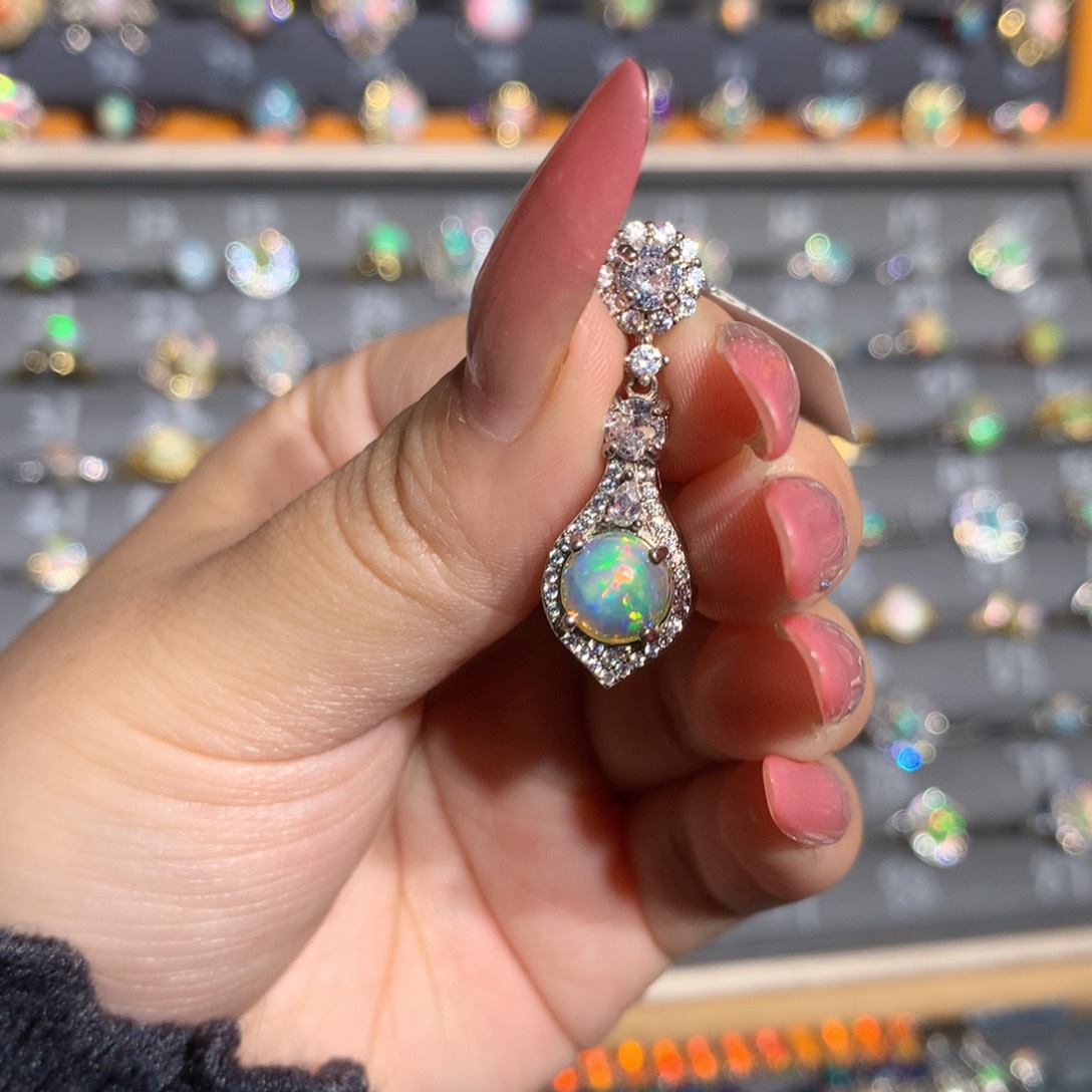 银S925镶嵌欧泊欧泊吊坠l