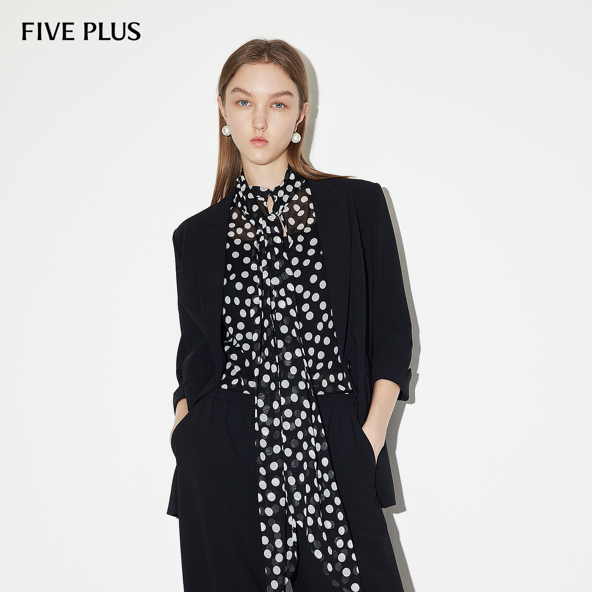 【小云总专享】FIVE PLUS夏装外套宽松翻领休闲西服通勤2LN2043030