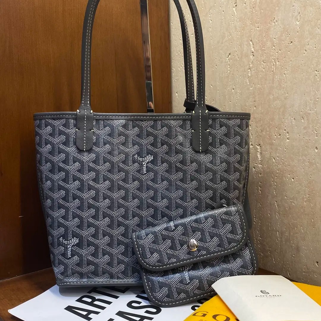 95新 Goyard 7940  戈雅goyard mini灰色托特包 带尘袋