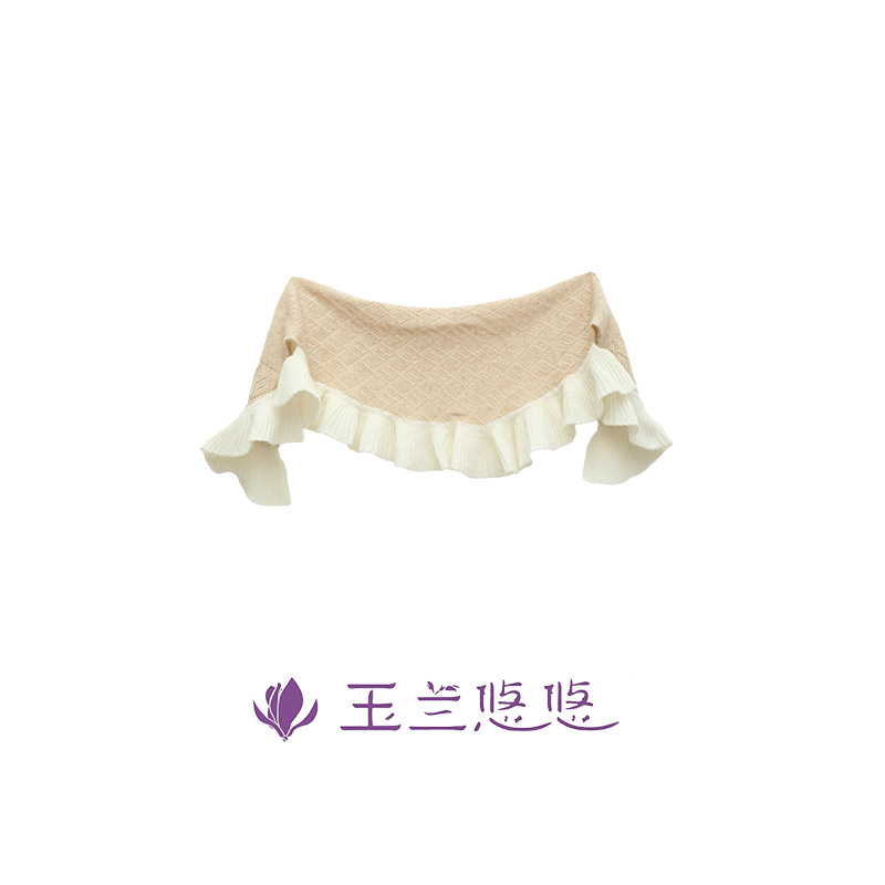 玉兰悠悠“美丽诺言”羊绒针织荷叶边木耳花边围巾围脖披肩