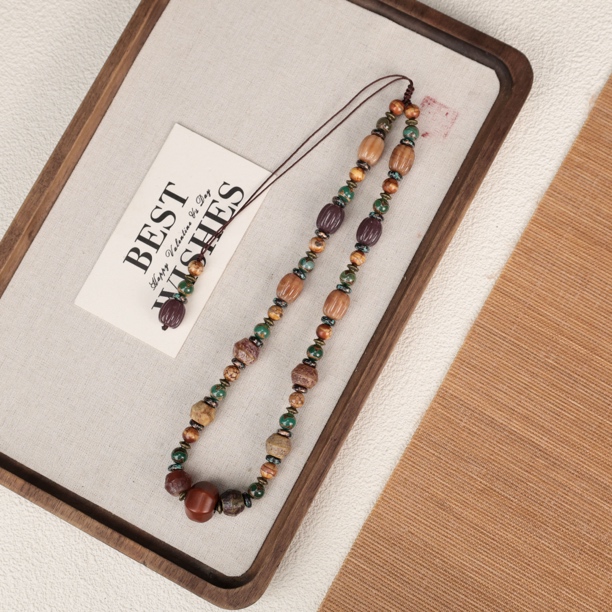 合金项链 LZ3560红色不规则瑙瑙橙色紫色南瓜珠绳编项链