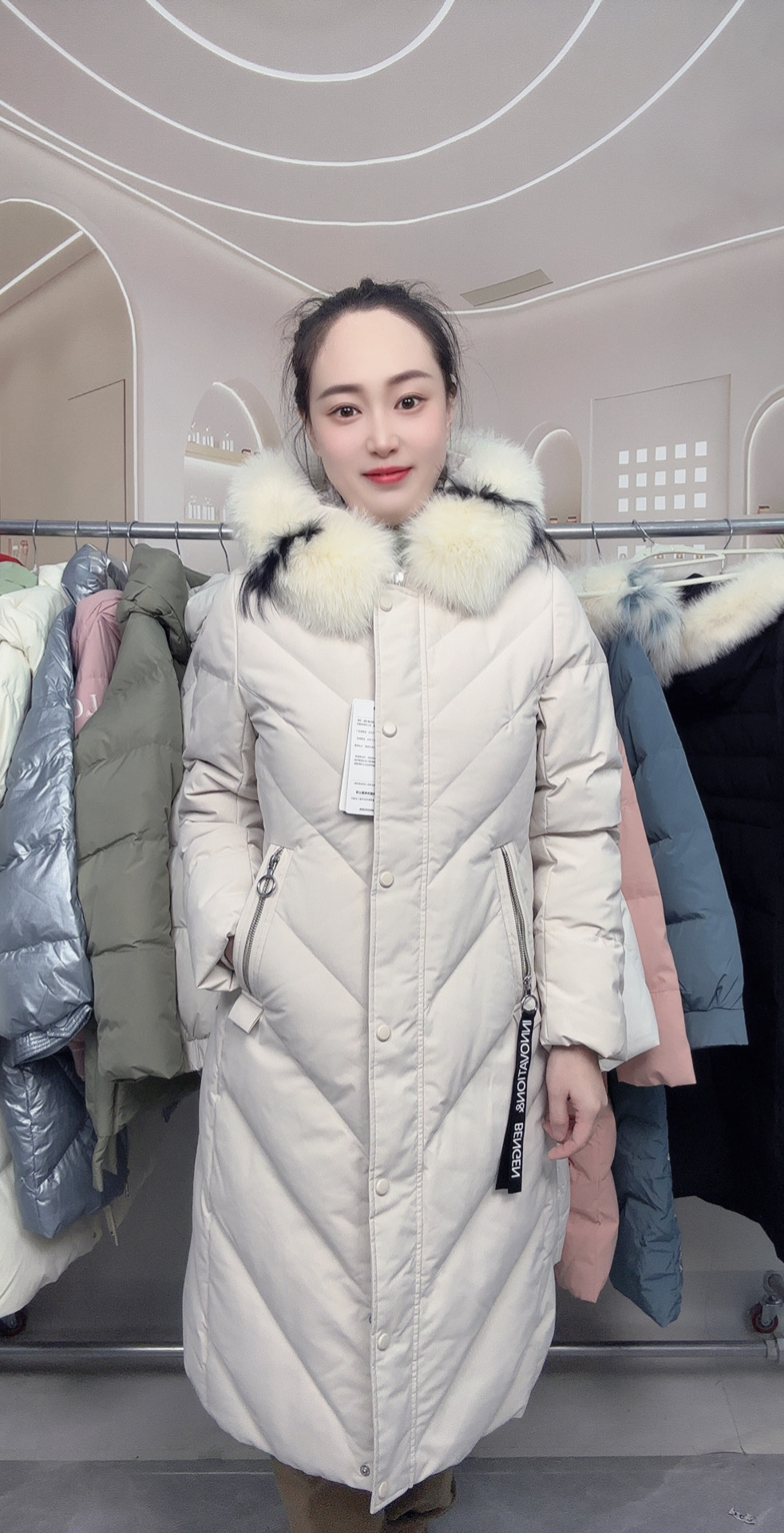 修身厚款中长款植绒女长款休闲百搭保暖收腰